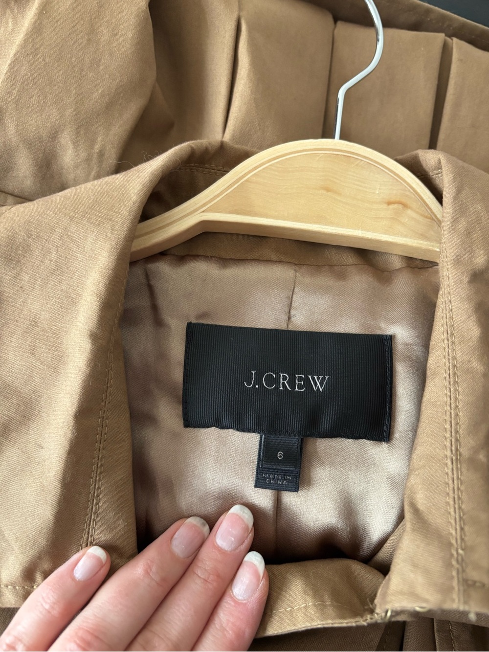 J. Crew Iconic Classic Tan Trench Coat Belted Double-Breasted Fall Jacket Size 6 - Picture 6 of 8
